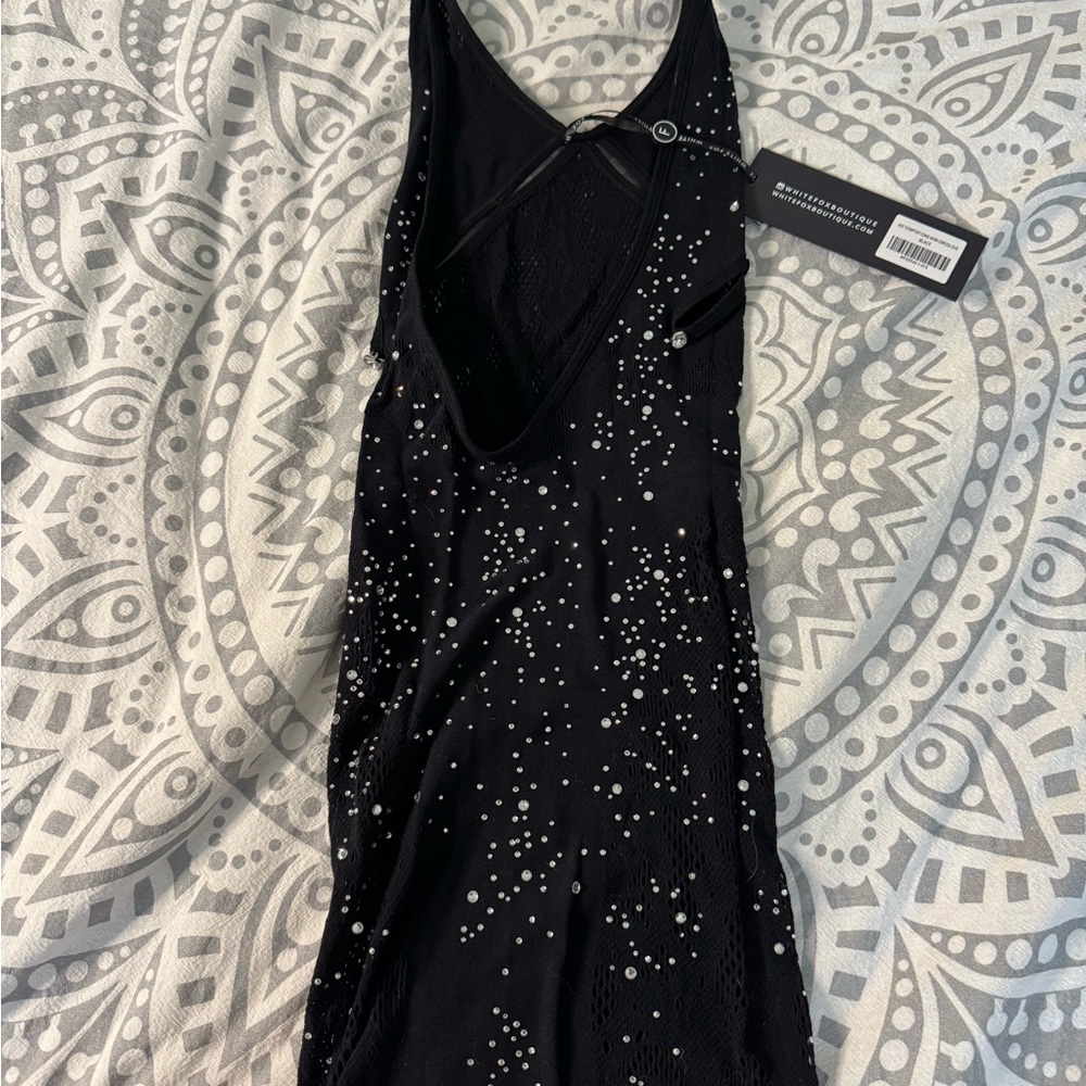 White Fox Boutique seamless halter rhinestone dress - Picture 2 of 4